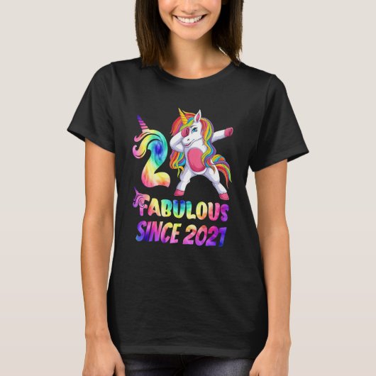 Geweldige Dabbing Unicorn Birthday 2-jarig meisje T-shirt (Voorkant)