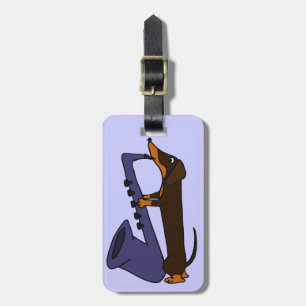 Geweldige Dachshund Dog-spelsaxofoon Bagagelabel