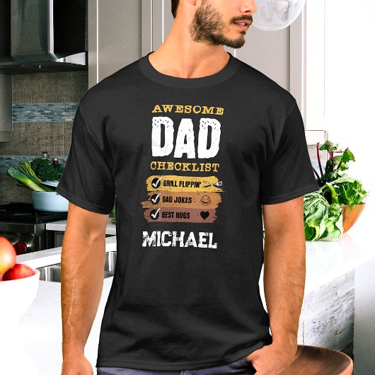 Geweldige Dad Checklist Aangepaste naam Gepersonal T-shirt
