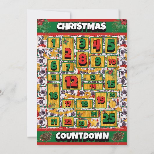 Geweldige Dane Dog Counting met Kerstmis Advent Ca Feestdagenkaart (Voorkant)