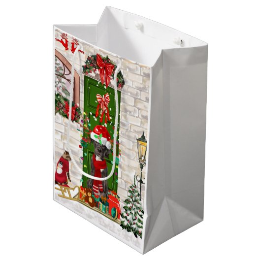 Geweldige Dane Dog-kerst Medium Cadeauzakje (Voorkant Gekanteld)