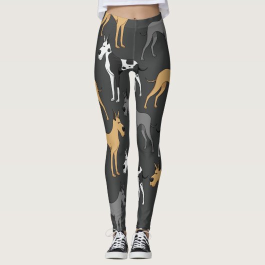 Geweldige Dane Dog Leggings gedrukt. (Voorkant)