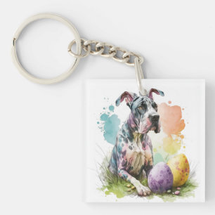 Geweldige Dane Dog-paaseieren, Happy Easter Great Sleutelhanger
