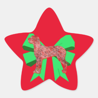 Geweldige Dane Dog Silhouette Green Bow Kerstmis Ster Sticker