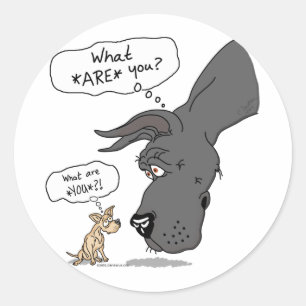 Geweldige Dane en Chihuahua Black Ronde Sticker