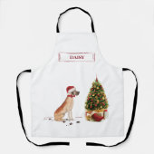 Geweldige Dane Funny-kersthond met boom Schort (Voorkant)