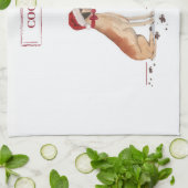 Geweldige Dane Funny-kersthond met boom Theedoek (Gevouwen)