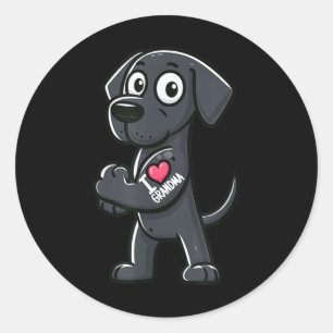 Geweldige Deen Ik hou van oma Funny Dog Tattoo Ronde Sticker