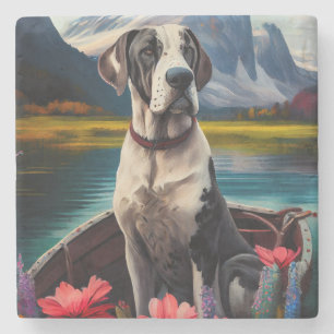 Geweldige Deen op een peddel: een Schilderachtig a Stenen Onderzetter