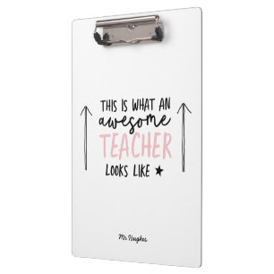 Geweldige docent moderne typografie roze cadeau ta klembord