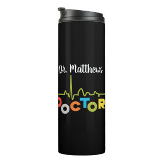 Geweldige Doctor Kleurrijke Letters op Zwart Thermosbeker
