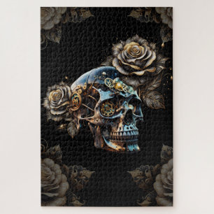 Geweldige donkere steampunk schedel legpuzzel