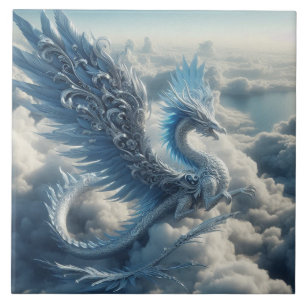 Geweldige draak omringd door wolken tegeltje