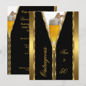Geweldige Drink voor Fun & 50 Zipper Gold Beer Kaart (Voorkant / Achterkant)