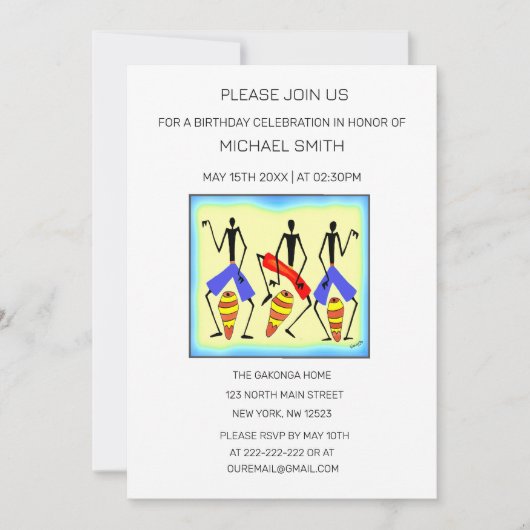 Geweldige drummen en verjaardagsfeest kaart (Voorkant)