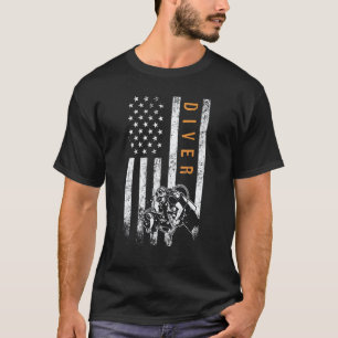 Geweldige duiker Amerikaanse vlag scuba duiken T-shirt