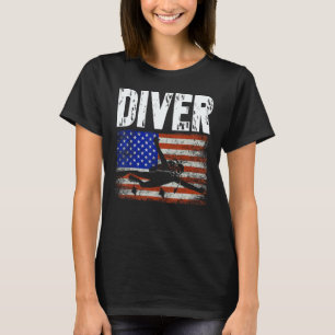 Geweldige duiker US Amerikaanse vlag duiken scuba  T-shirt