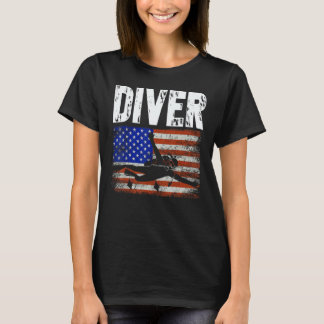 Geweldige duiker US Amerikaanse vlag duiken scuba  T-shirt