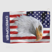 Geweldige Eagle, de Amerikaanse vlag, patriottisch Golfhanddoek (Horizontaal)