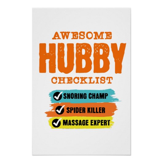 Geweldige echtgenoot Checklist Funny Perfect Poster (Voorkant)
