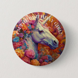 Geweldige EENHOORN Verjaardag MEISJE Ronde Button 5,7 Cm