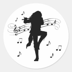 Geweldige eenzame fluitspeler muziek ronde sticker