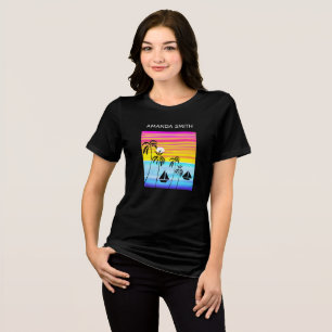 Geweldige en kleurrijke tropische zonsondergang ze Tri-Blend shirt