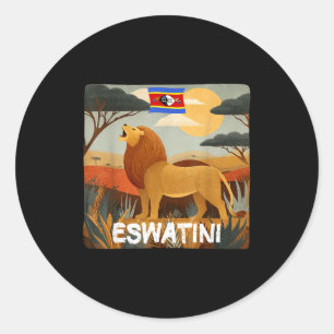 Geweldige eswatini-natuur met leeuwengrafische kos ronde sticker