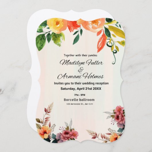 Geweldige Floral Waterverf bruiloft uitnodiging (Voorkant / Achterkant)