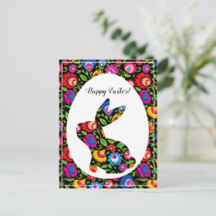 Geweldige Folklore Easter bunny, aanpasbaar Briefkaart