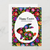 Geweldige Folklore Easter bunny met aangepaste tek Briefkaart (Voorkant / Achterkant)