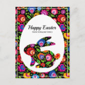Geweldige Folklore Easter bunny met aangepaste tek Briefkaart (Voorkant)