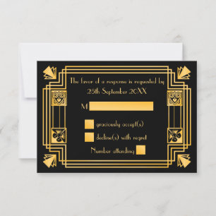 Geweldige Gatsby 1920s Art Deco Wedding RSVP