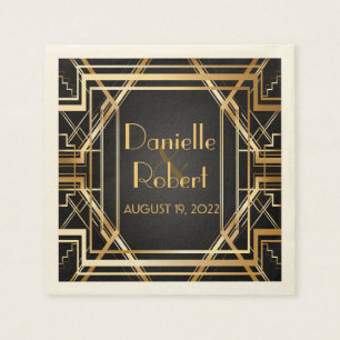 Geweldige Gatsby Art Deco bruiloft gepersonaliseer Servet