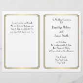 Geweldige Gatsby Art Deco Gold White Wedding Progr (Voorkant)