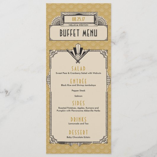 Geweldige Gatsby Art Deco  Menu Kaarten (Voorkant)