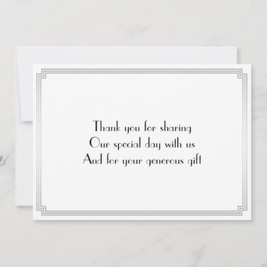 Geweldige Gatsby Art Deco Silver Weddenschap Harte Bedankkaart (Achterkant)