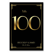 Geweldige Gatsby Art Deco Table Number 100 Gold Bl Kaart (Voorkant)