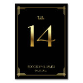 Geweldige Gatsby Art Deco Table Number 14 Gold Bla Kaart (Achterkant)