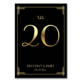Geweldige Gatsby Art Deco Table Number 20 Gold Bla Kaart (Achterkant)