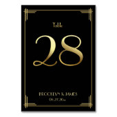 Geweldige Gatsby Art Deco Table Number 28 Gold Bla Kaart (Voorkant)