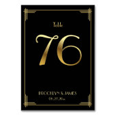 Geweldige Gatsby Art Deco Table Number 76 Gold Bla Kaart (Achterkant)