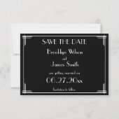 Geweldige Gatsby Art Deco Wedding Save the Date Ka (Achterkant)
