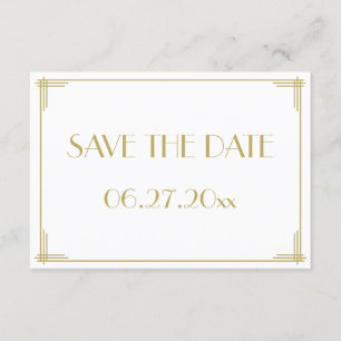 Geweldige Gatsby Art Deco Wedding Save the Date Ka Kaart