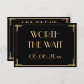Geweldige Gatsby Art Deco Wedding Worth the Wait Save The Date (Voorkant / Achterkant)