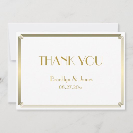 Geweldige Gatsby Art Deco White Weddenschap Hartel Bedankkaart (Voorkant)