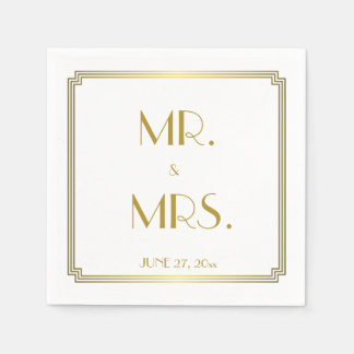 Geweldige Gatsby Art Deco White Wedding Napkins Servet