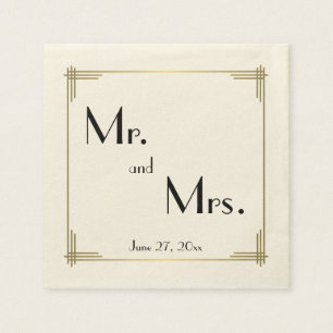 Geweldige Gatsby Ecru Art Deco Wedding Napkins Servetten
