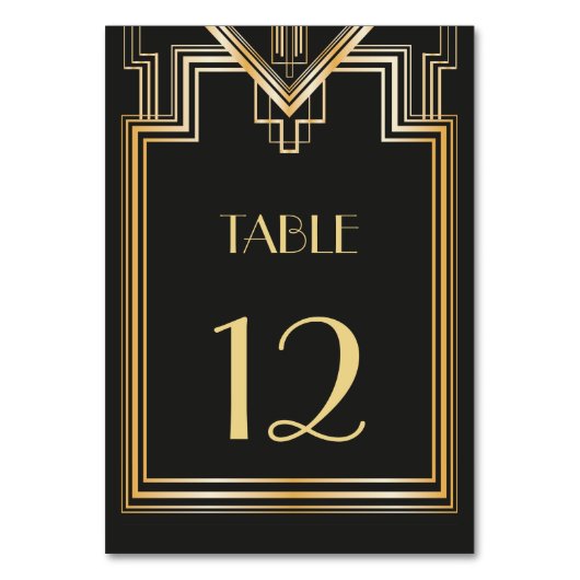 Geweldige Gatsby geïnspireerde tafel Nummer kaart (Voorkant)