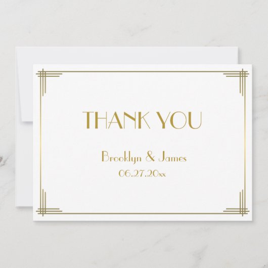 Geweldige Gatsby Gold Art Deco Weddenschap Harteli Bedankkaart (Voorkant)